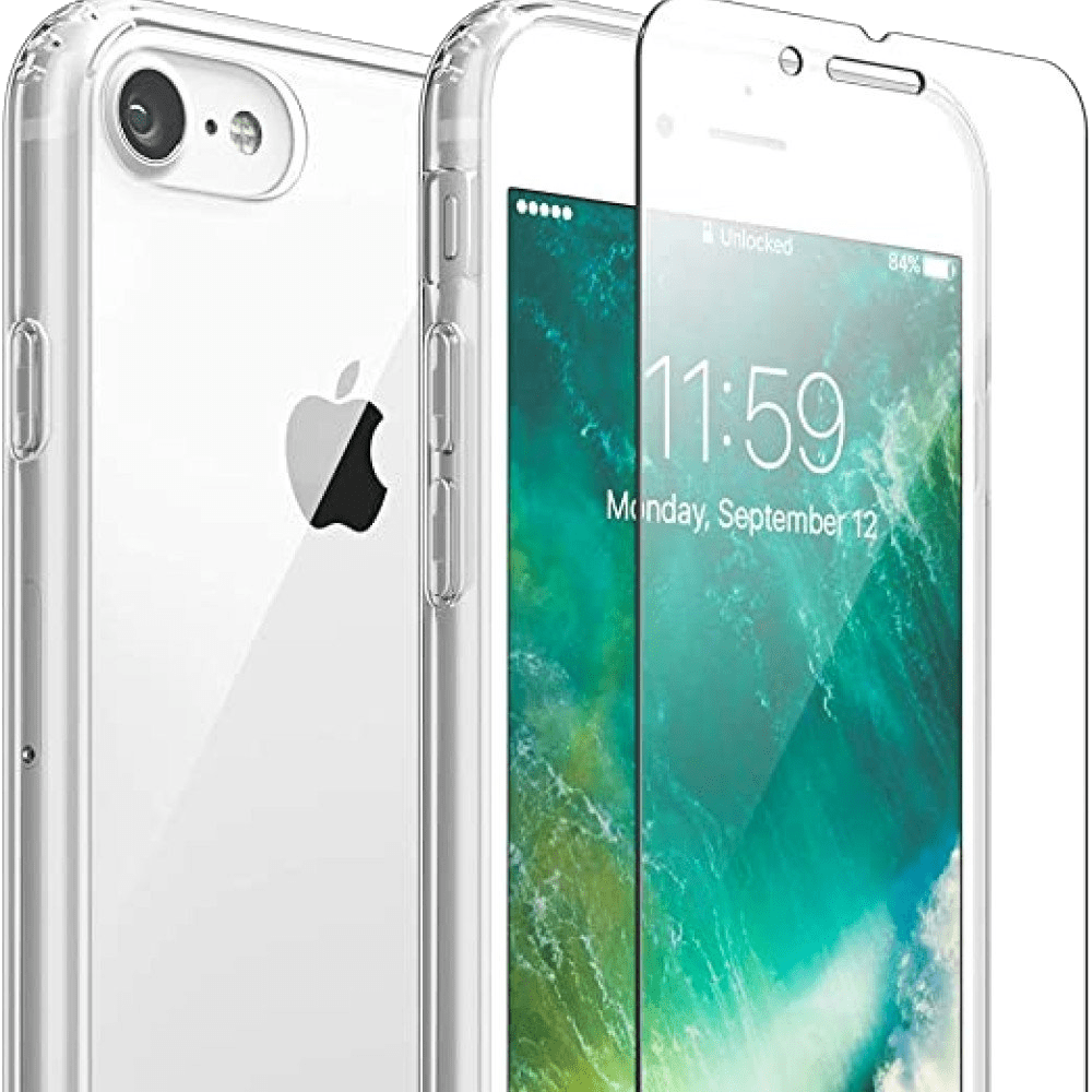 Beskyttelsespakke med gjennomsiktig TPU-beskyttelse for side/bak og herdet glass for skjerm for iPhone X/XS