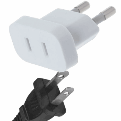 Europeisk adapter til US strømplugg hvit farge