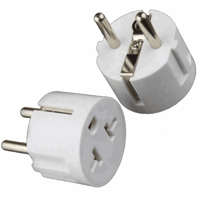 Europeisk adapter til US strømplugg hvit farge (24g) jordet 20A