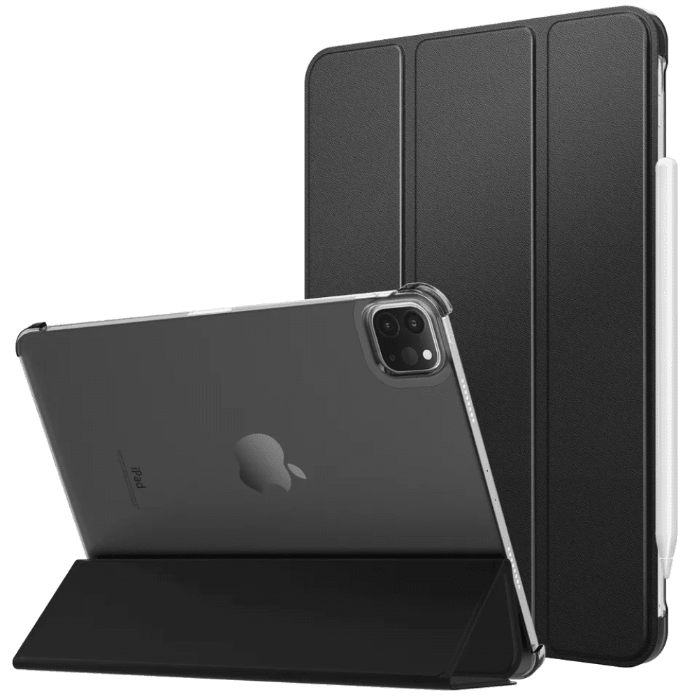 Omslag for Apple iPad PRO 12.9 2021 (5. gen) MoKo tynn, gjennomsiktig bakside Tri-fold Case BLACK