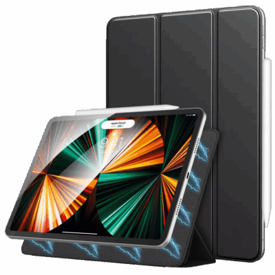 MoKo Premium Tri-fold Ultra Thin Folio smartdeksel for Apple iPad PRO (12.9-tommer) 2021 5.gen svart